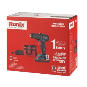 دریل پیچ گوشتی چکشی شارژی براشلس رونیکس مدل 8900