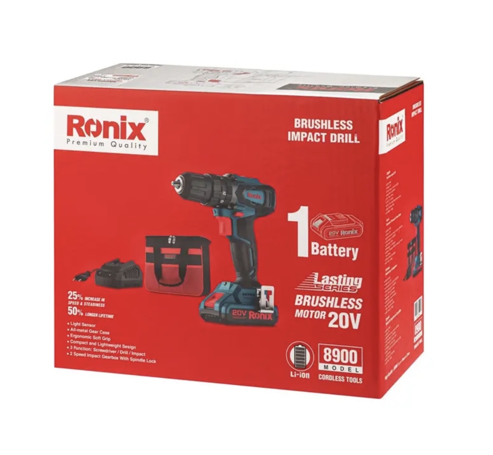 دریل پیچ گوشتی چکشی شارژی براشلس رونیکس مدل 8900 - Image 2