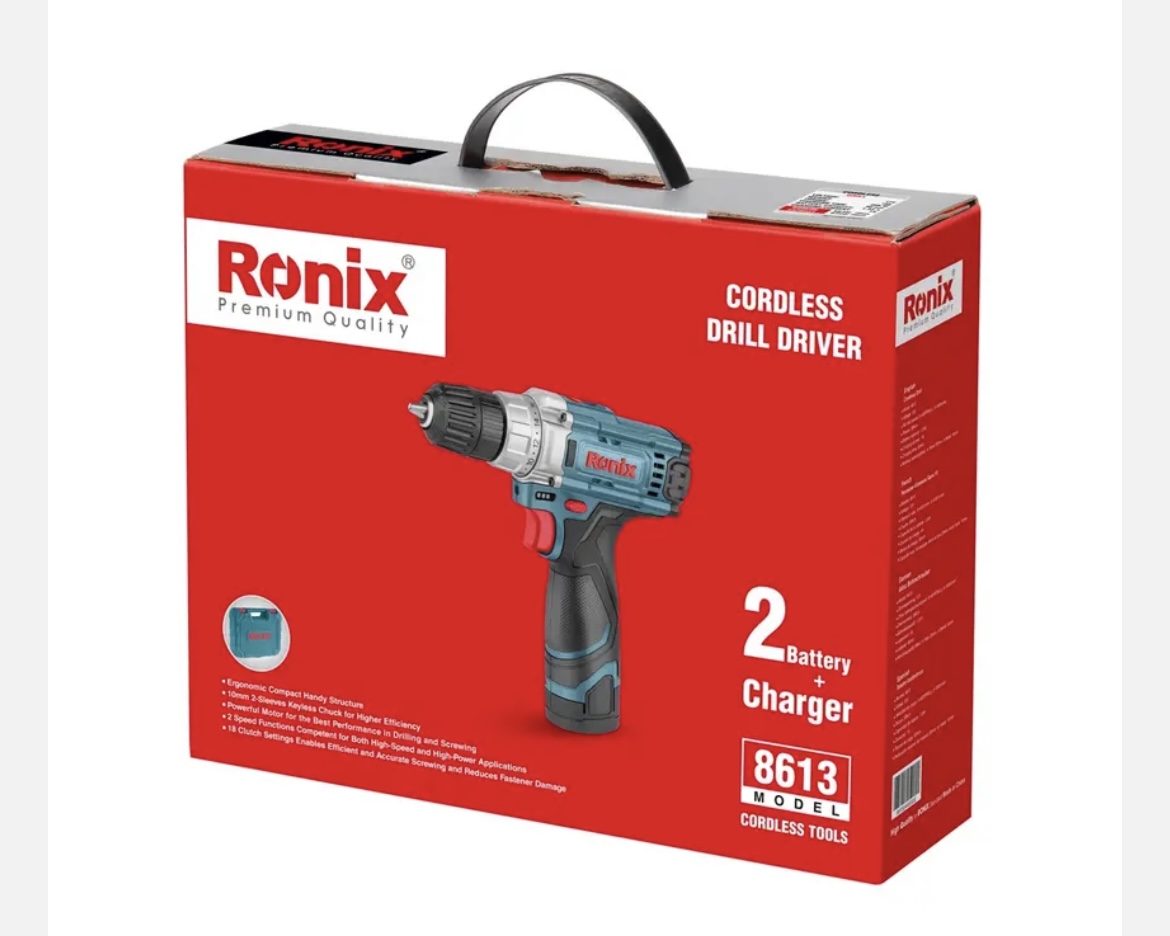 دریل پیچ گوشتی شارژی رونیکس مدل 8613 باتری لیتیوم ۱۲ ولت اتوماتیک - Image 4